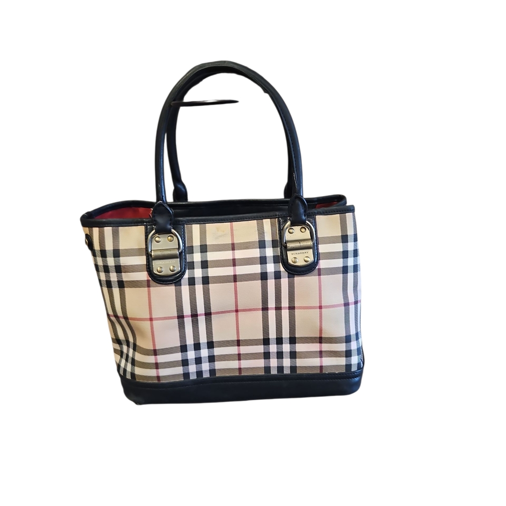 Plaid Tote Bag with Black Accents